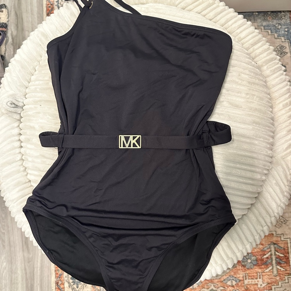 Michael Kors Black One-Piece Swimsuit with Belt